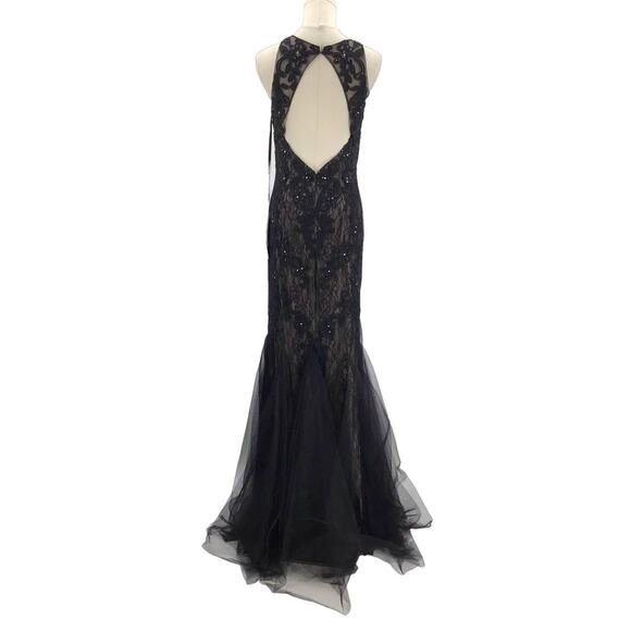 ASPEED SZ M black beaded lace mother of bride gala mermaid maxi dress NWT B164 - Picture 3 of 10